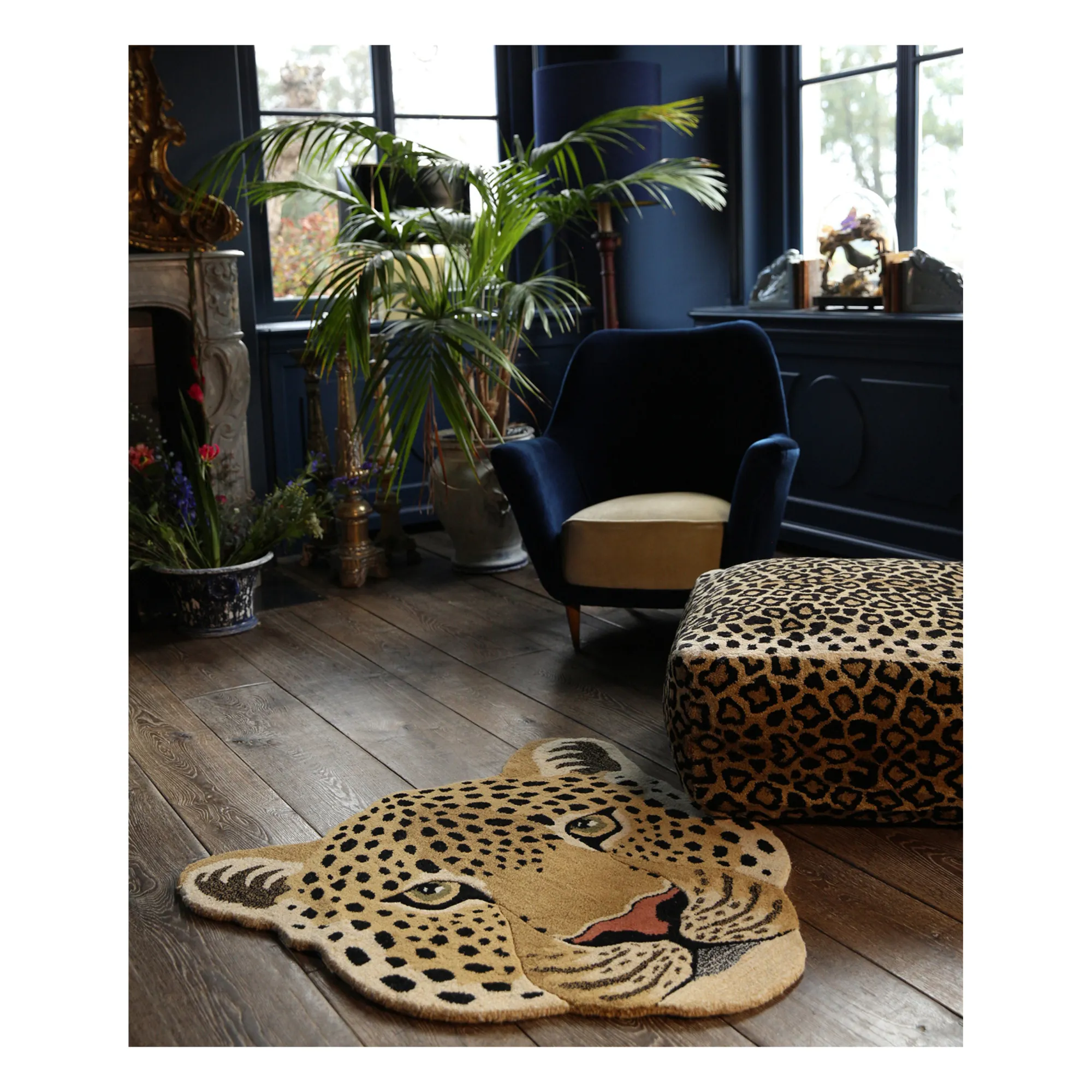 Tapis tête de léopard en laine Himani  | Marron- Image produit n°4