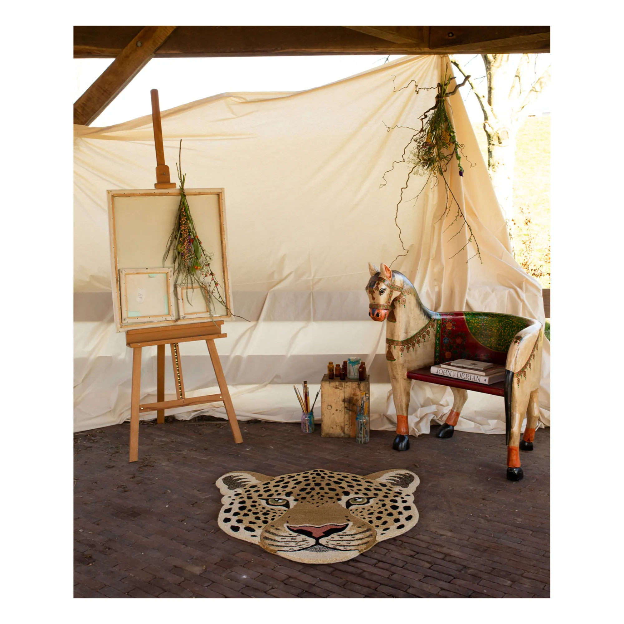 Tapis tête de léopard en laine Himani  | Marron- Image produit n°5