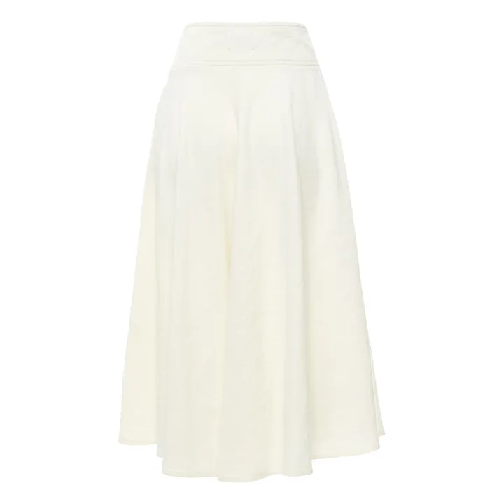 Wool and Linen Buttoned Skirt | Blanc/Écru- Product image n°4