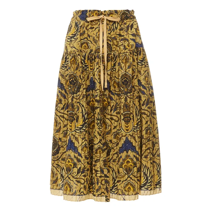 Lourdes Batik Pleated Poplin Skirt | Beige- Product image n°0