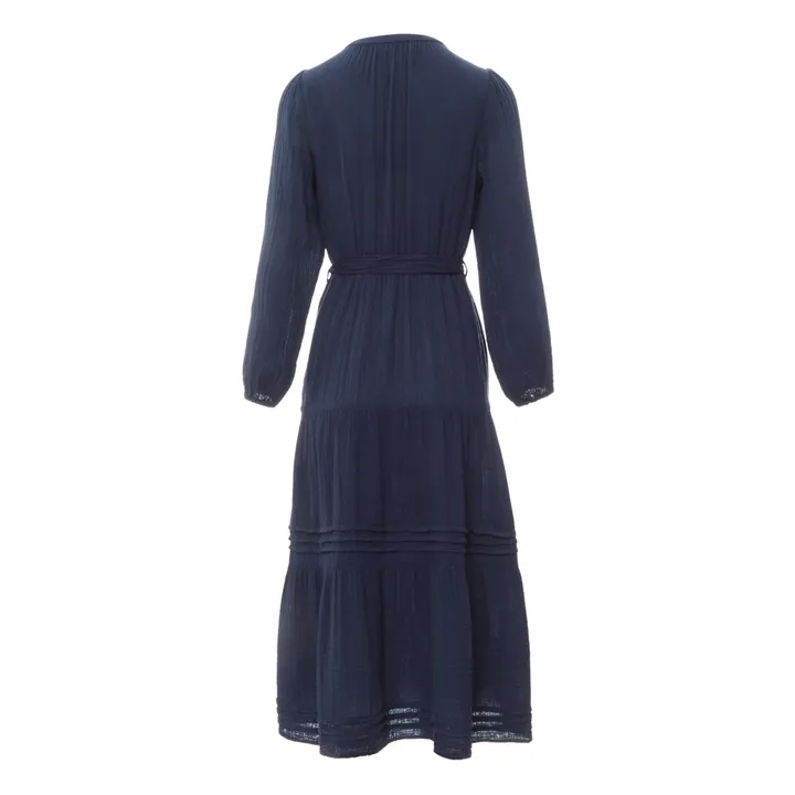 Vestido de gasa de algodón Addison | Azul Marino- Imagen del producto n°4