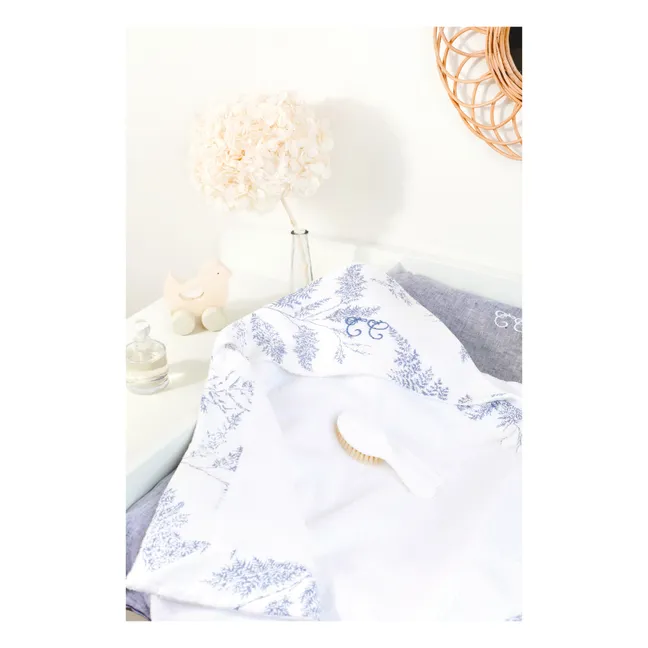 Leaf-Print Terry Cloth Hooded Bath Towel | Navy blue