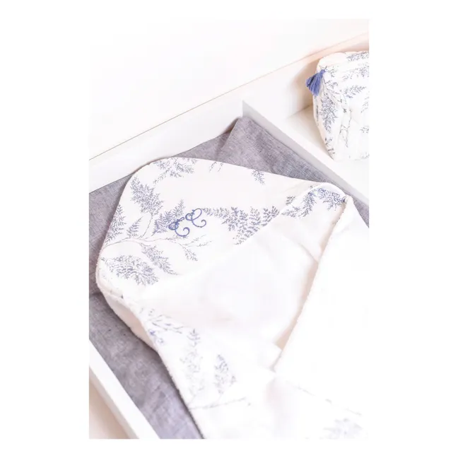 Leaf-Print Terry Cloth Hooded Bath Towel | Navy blue