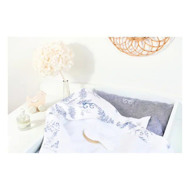 Leaf-Print Terry Cloth Hooded Bath Towel | Navy blue