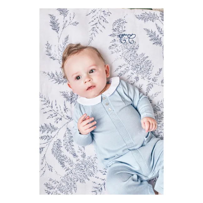 Leaf-Print Blanket | Navy blue