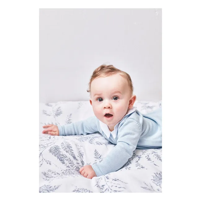 Leaf-Print Blanket | Navy blue