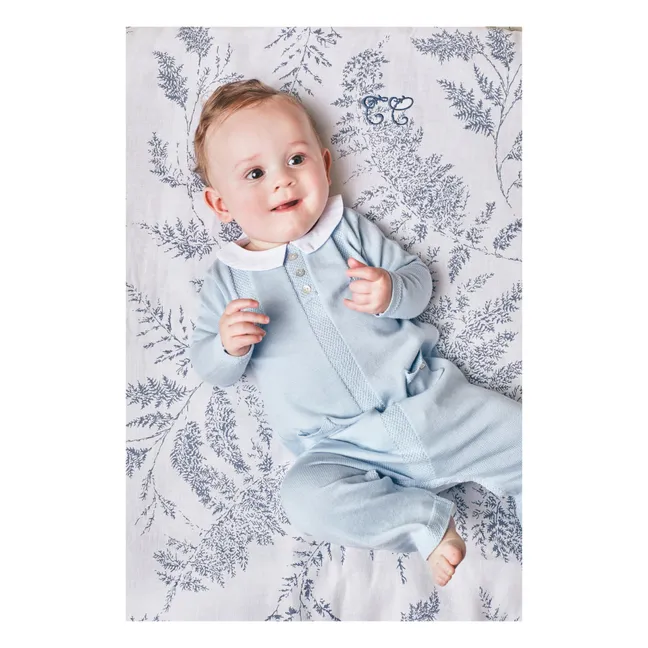 Leaf-Print Blanket | Navy blue