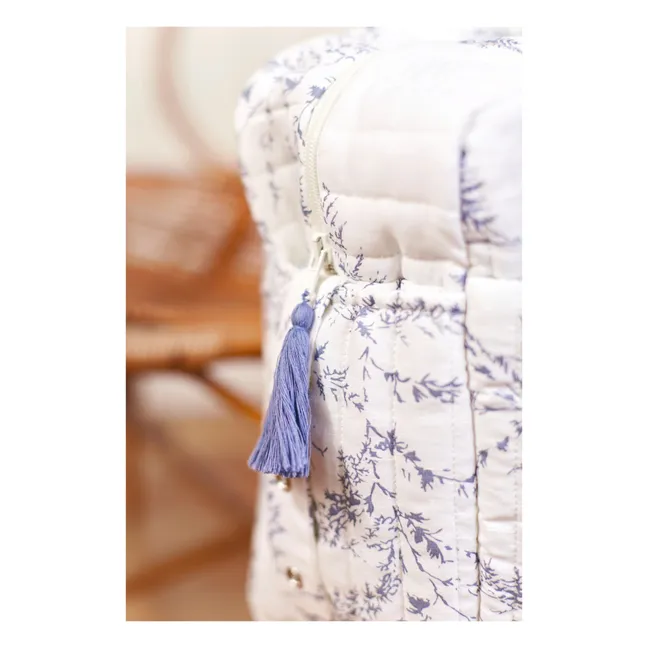 Leaf-Print Changing Bag & Blanket | Navy blue