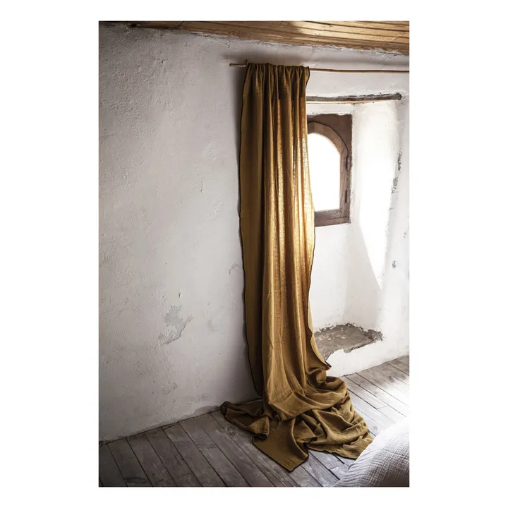 Organic Cotton Muslin Curtains 130x280 cm | Khaki- Product image n°1