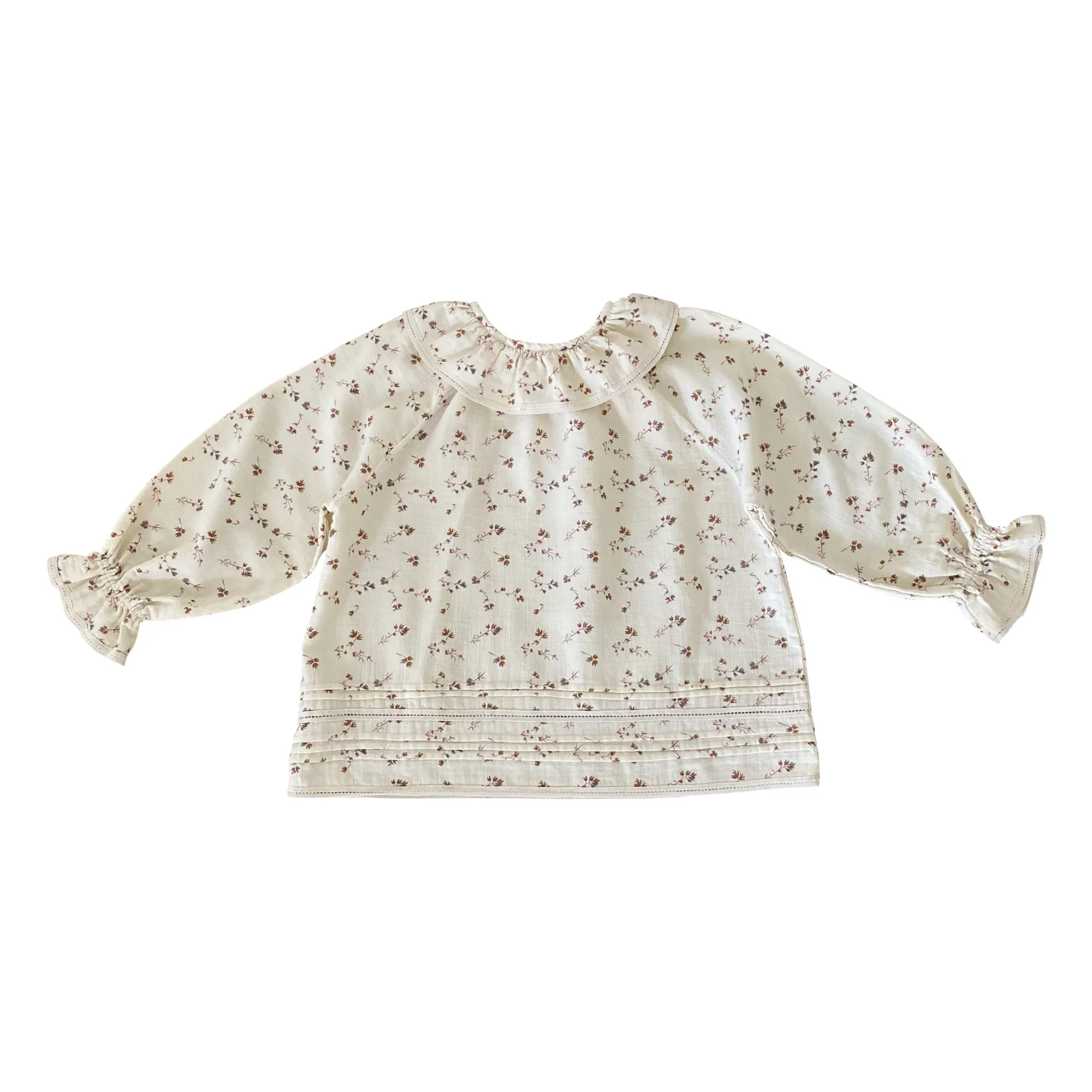Liilu Ecru Bogdana Cotton Muslin Floral Blouse