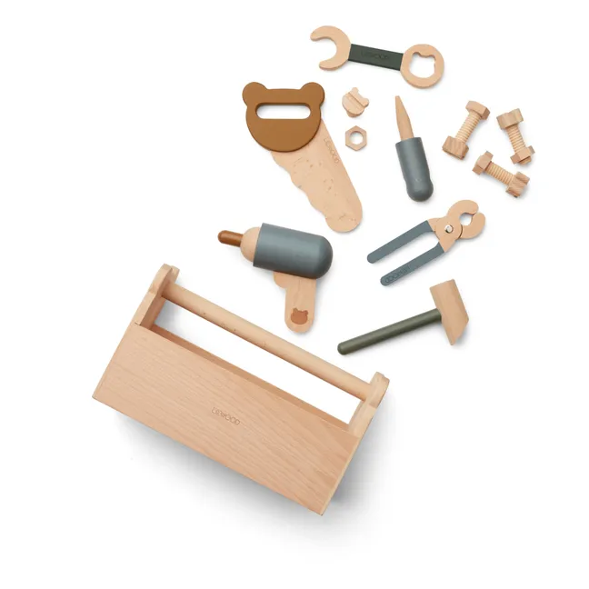 Werkzeugkasten Luigi aus Holz | Blassblau