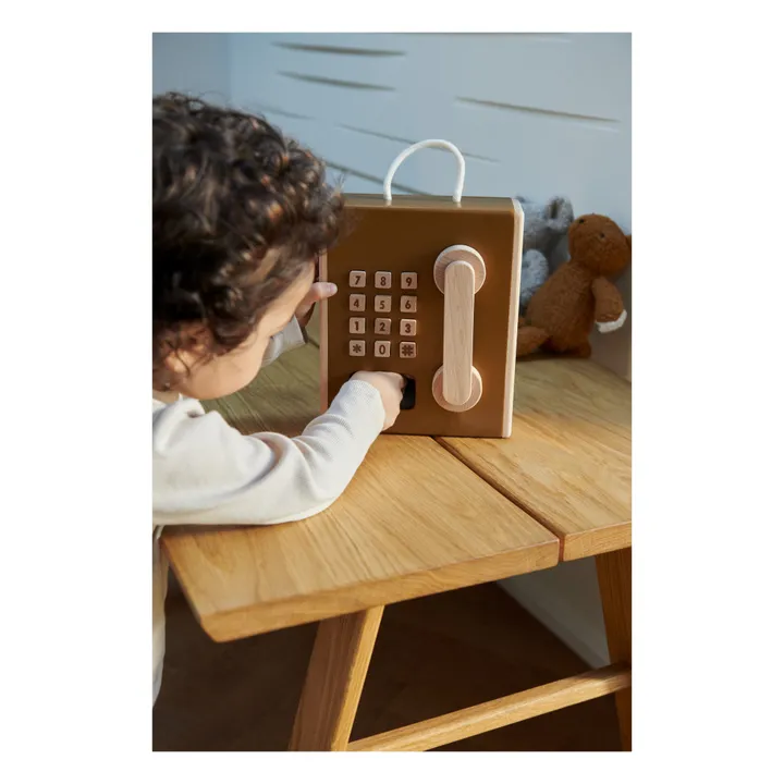 Téléphone à pièces Rufus en bois | Caramel- Image produit n°1