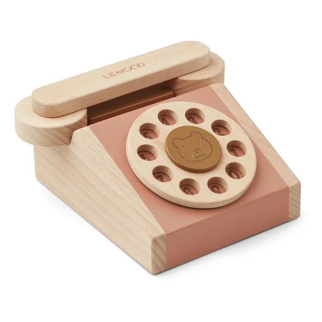 Klassisches Telefon aus Holz Selma | Altrosa