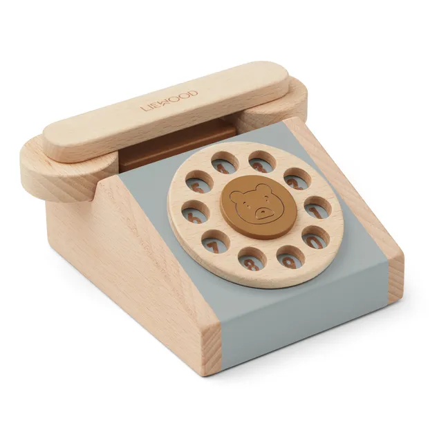 Teléfono clásico de madera Selma | Azul