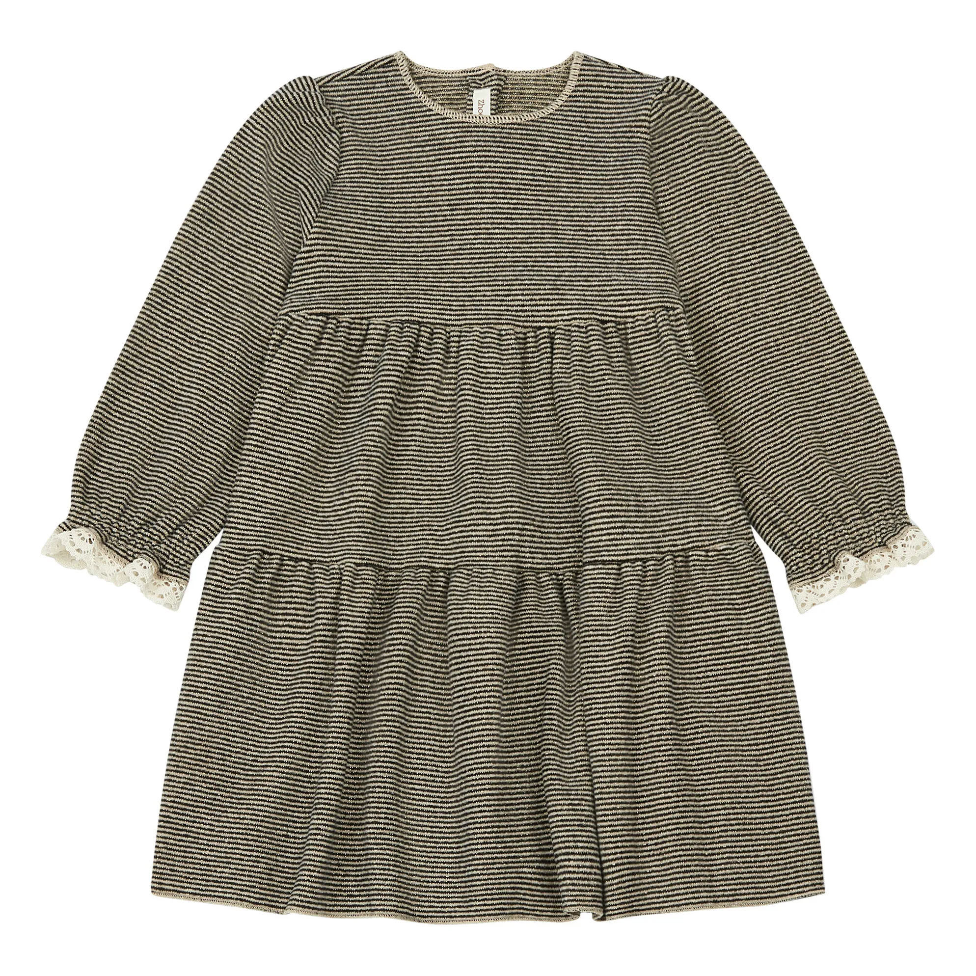 Zhoe & Tobiah Charcoal Grey Striped Lurex Knit Dress