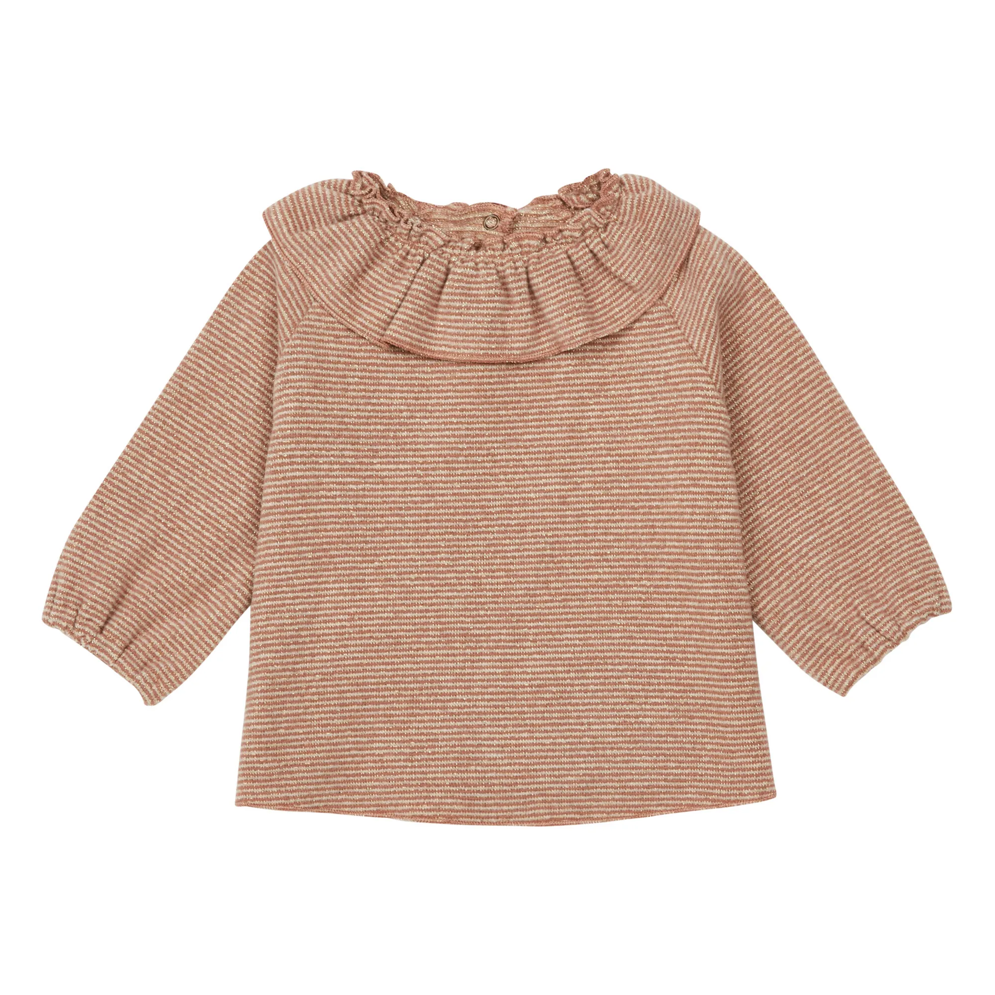 Zhoe & Tobiah Pink Striped Lurex Collar Jumper
