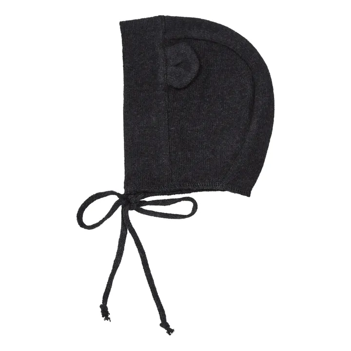 Knit Bonnet with Ears | Charcoal grey- Product image n°0