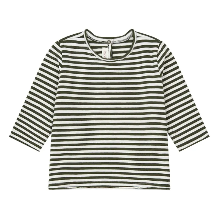 Gestreiftes Baby-T-Shirt | Grün- Produktbild Nr. 0