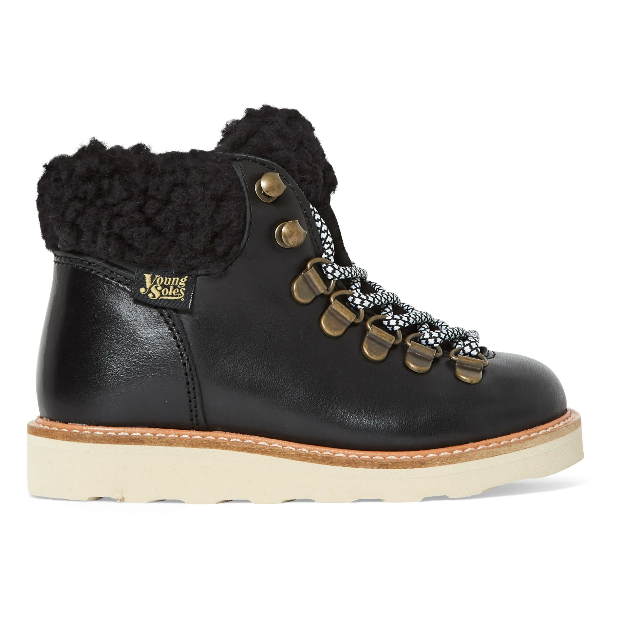 Young Soles Black Eddie Sherpa-Lined Zip-Up Hiking Boots