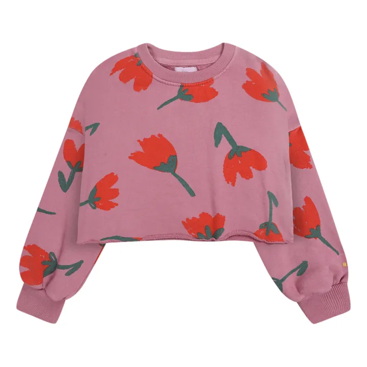 Exclusive Bobo Choses x Smallable -  Organic Cotton Cropped Tulip Sweatshirt | Mauve- Product image n°0