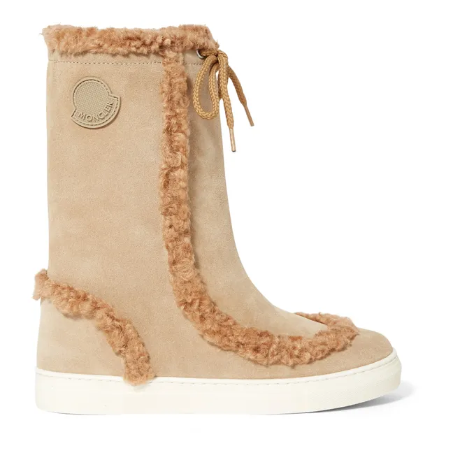 Leather Fur Boots | Beige