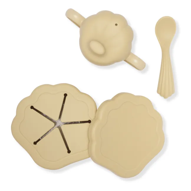 Clam Silicone Tableware 4-Piece Set | Beige
