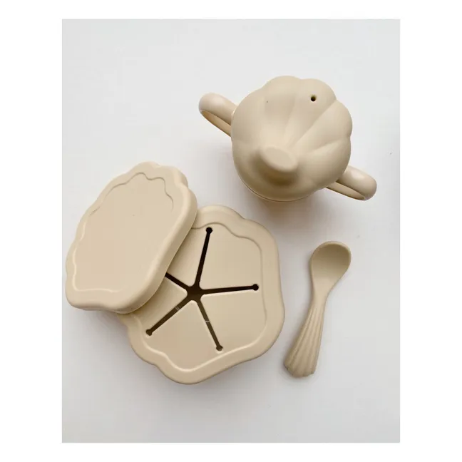 Clam Silicone Tableware 4-Piece Set | Beige