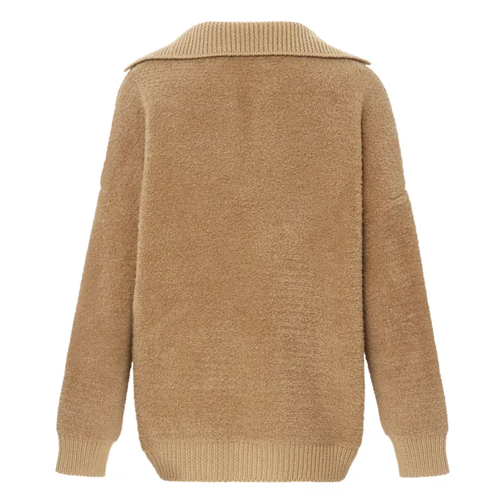 Jersey de lana cuello de polo Shearling | Camel- Imagen del producto n°3