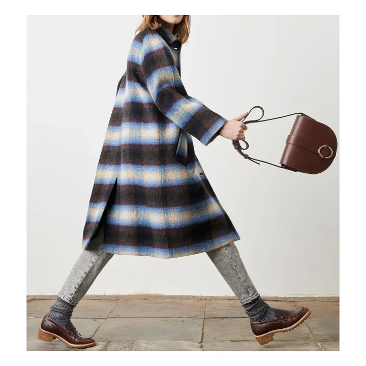 Sessùn Mantel Liam Tartan Recycelte Wolle Blau Smallable