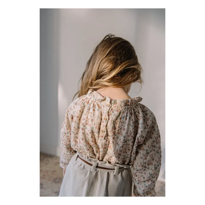 Blusa in garza di cotone fiorita | Ecru- Immagine del prodotto n°3