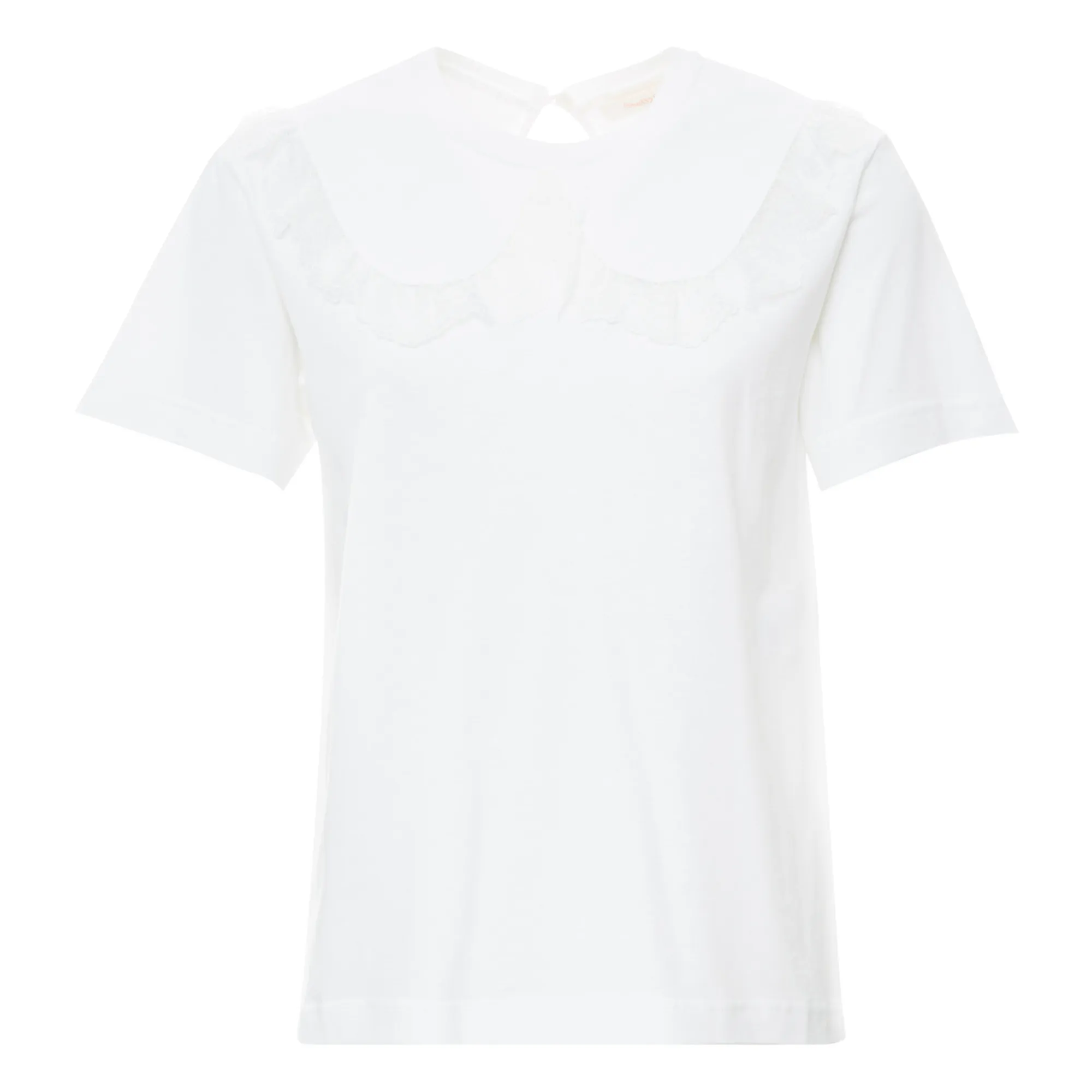 See By Chloé White Lace Collar T-Shirt