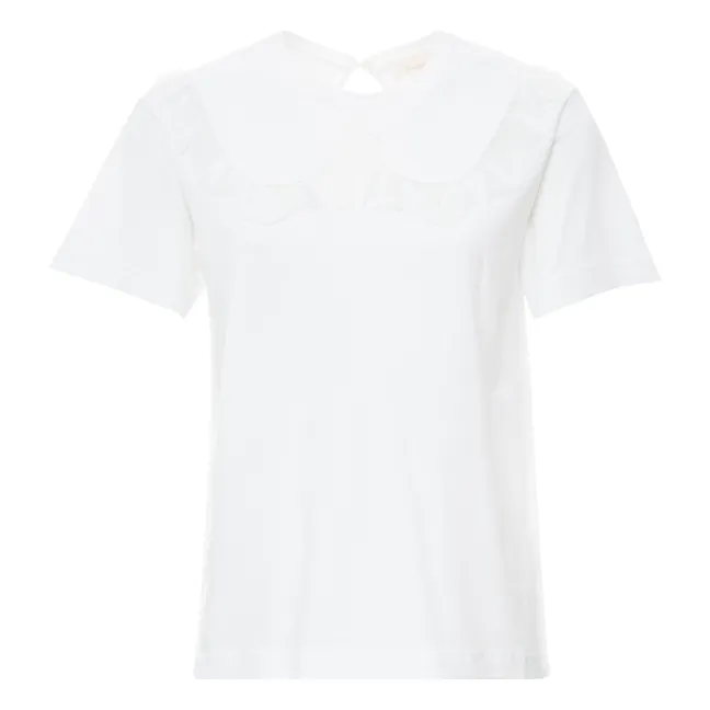 T-Shirt Spitzenkragen | Weiß