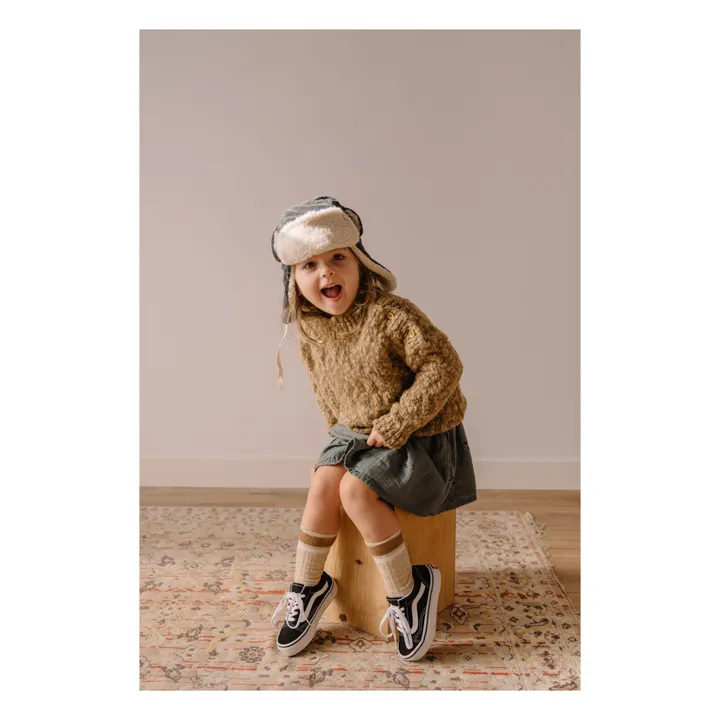Fleece-Lined Organic Cotton Velvet Hat | Charcoal grey- Product image n°1