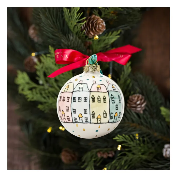 Bola de Navidad de porcelana Casa londinense- Imagen del producto n°1