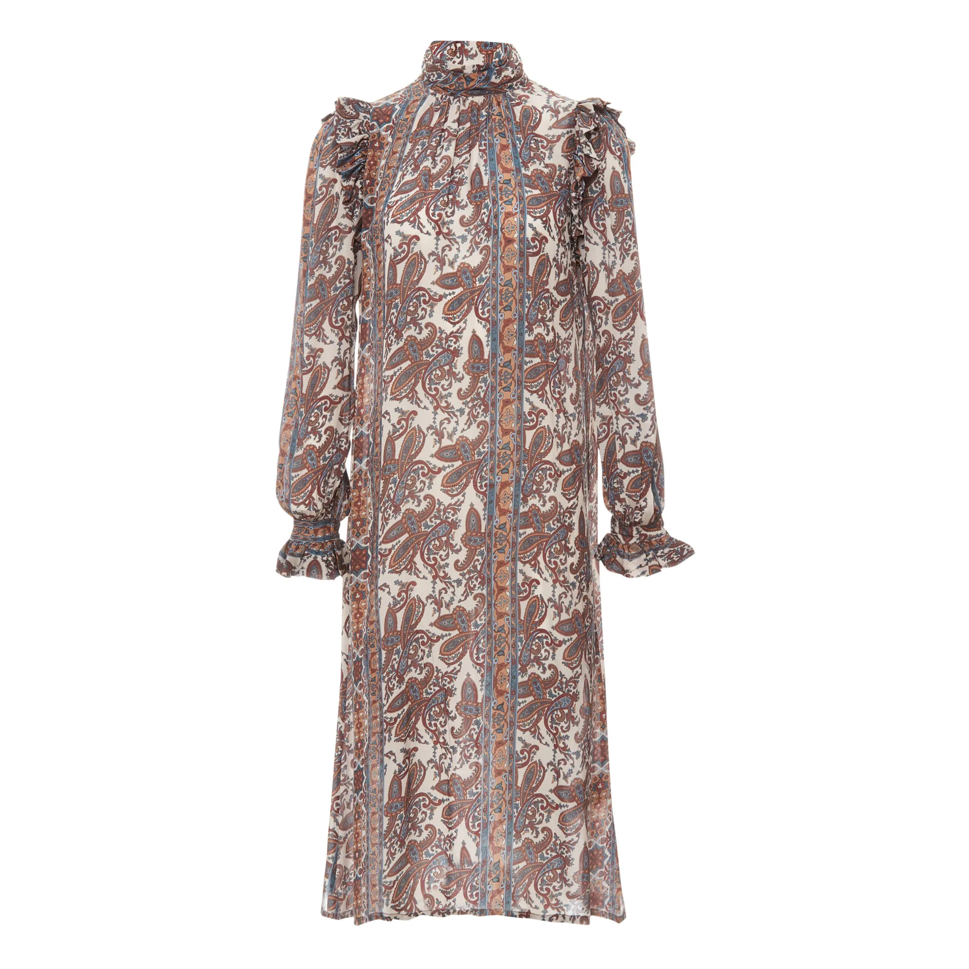 Laurence Bras Ecru Rosewood Print Cashmere Dress