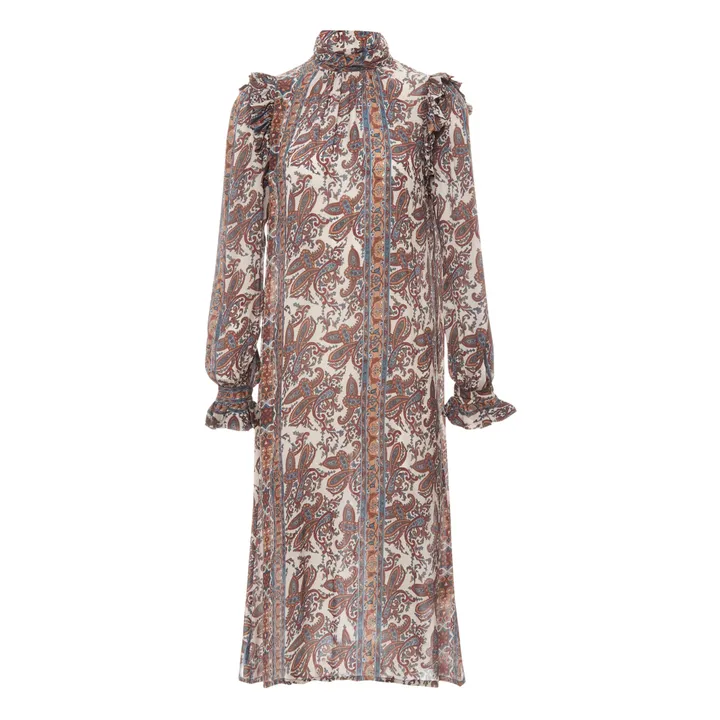 Rosewood Print Cashmere Dress | Ecru- Product image n°0