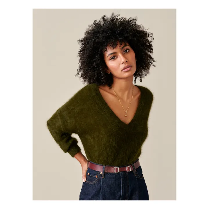 Maglione Datev Angora - Collezione Donna  | Verde oliva- Immagine del prodotto n°3