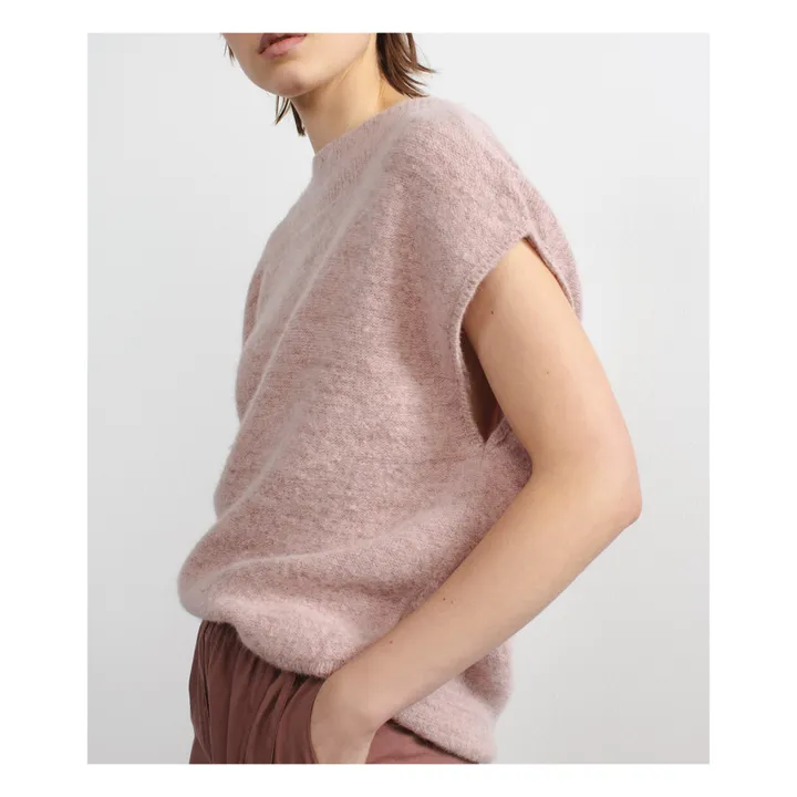 Pullover Merinowolle und Baby Alpaka Riggs | Mattrosa- Produktbild Nr. 3