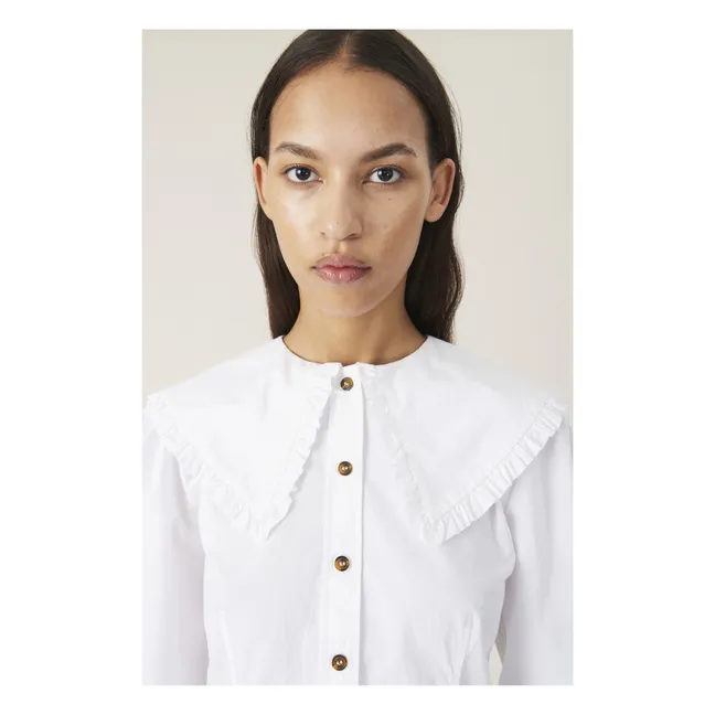 Blusa con cuello de popelín de algodón orgánico | Blanco