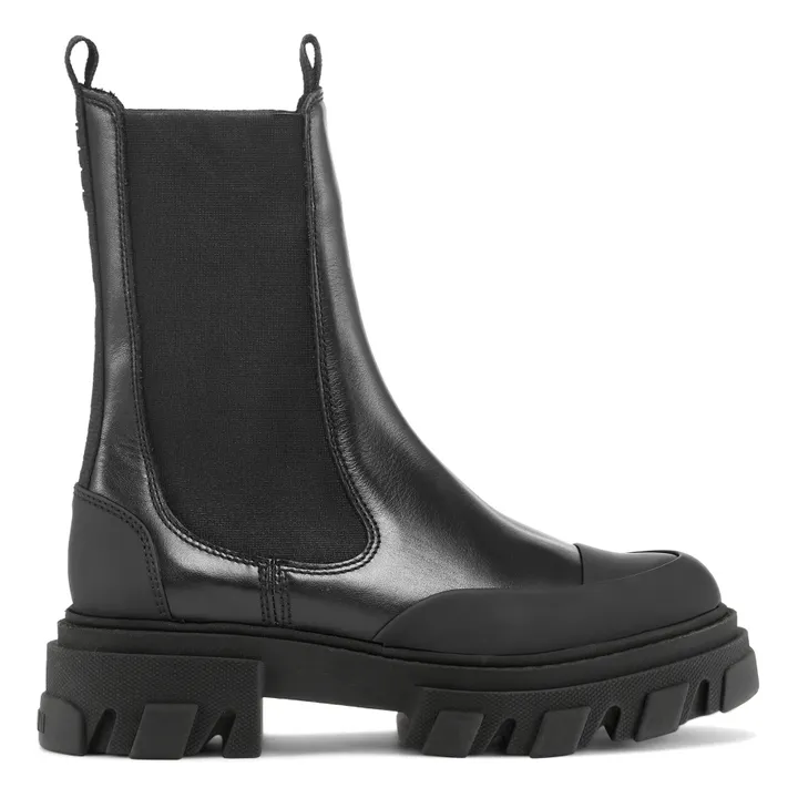 Ganni Chelsea Boots Leder Schwarz Smallable