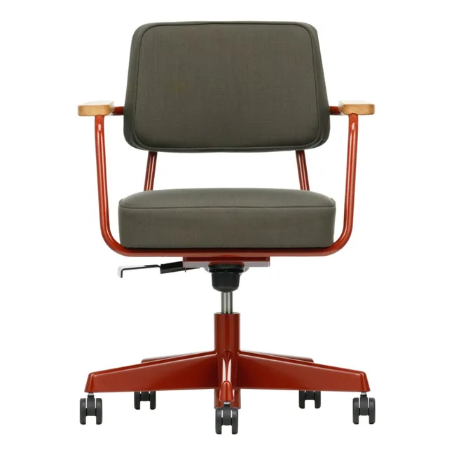 Executive Pivoting Desk Chair , Japanese Red Base - Jean Prouvé | Dark grey