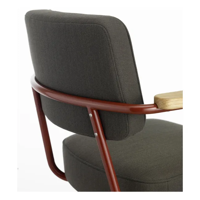 Fauteuil de bureau Direction Pivotant, piètement japonese red - Jean Prouvé | Gris foncé