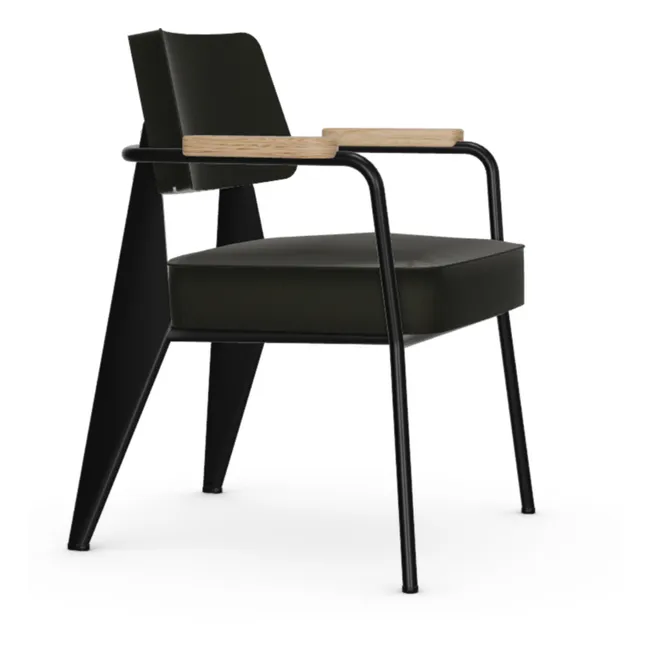 Fauteuil Direction, piétement noir foncé- Jean Prouvé | Gris foncé