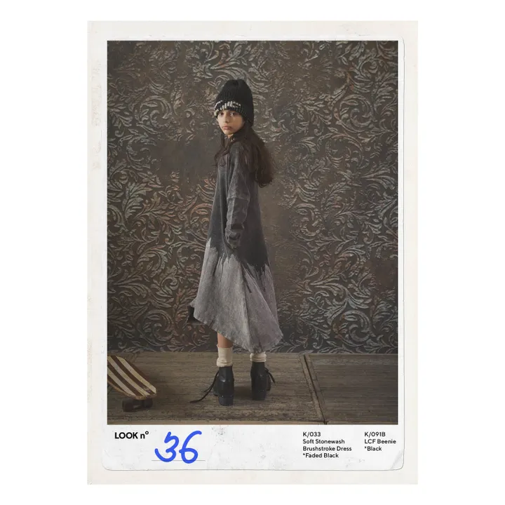 Vestido bicolor de muletón y algodón orgánico | Gris Oscuro- Imagen del producto n°1