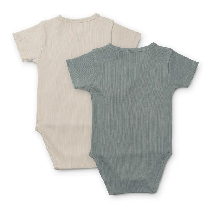 Set of 2 Organic Cotton Hali Short-Sleeved Crossover Babygrows | Pink- Product image n°2