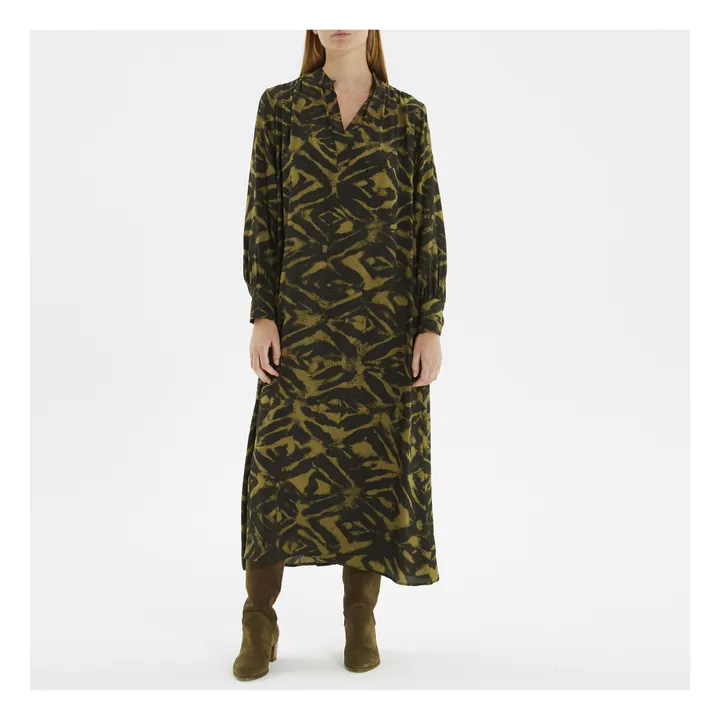 Vestido crepé de seda Aix | Verde Kaki- Imagen del producto n°2