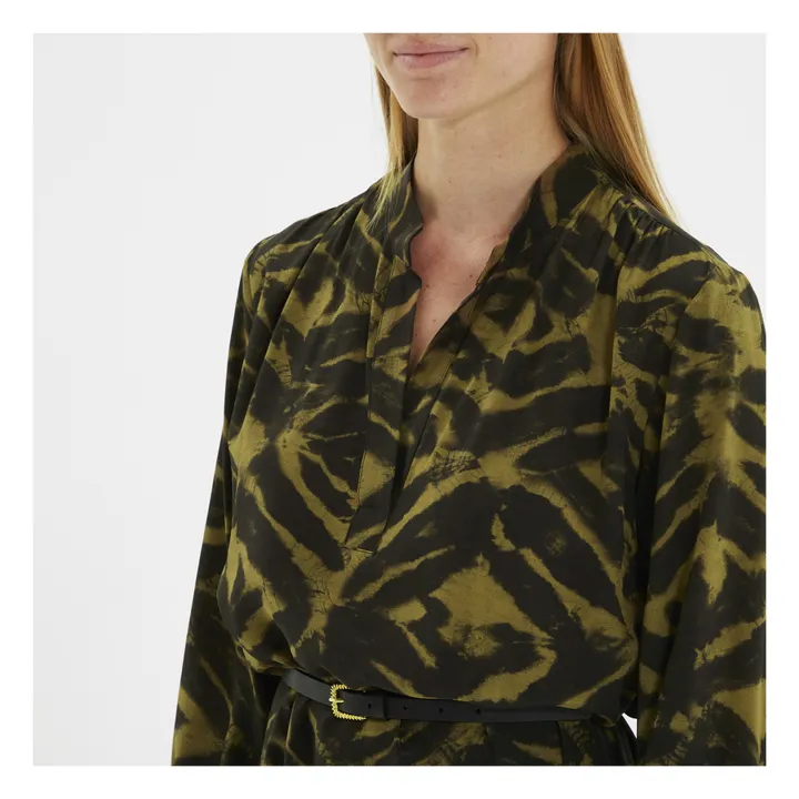 Vestido crepé de seda Aix | Verde Kaki- Imagen del producto n°3
