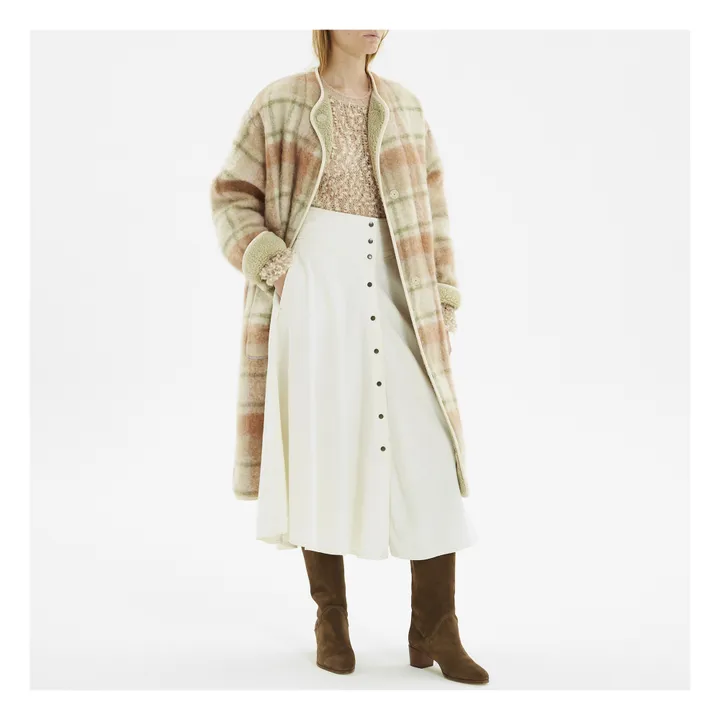 Wool and Linen Buttoned Skirt | Blanc/Écru- Product image n°1