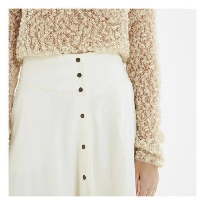 Wool and Linen Buttoned Skirt | Blanc/Écru- Product image n°2