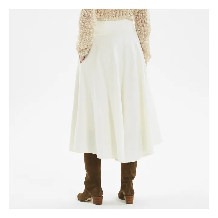 Wool and Linen Buttoned Skirt | Blanc/Écru- Product image n°3